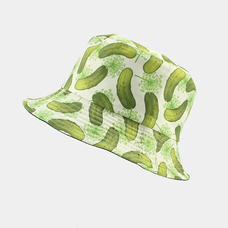Dilly Pickle Print Reversible Bucket Hat