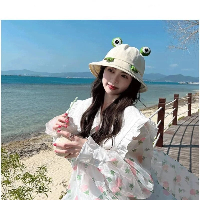 Summer Froggy Bucket Hat for Women and Men | Luxury Panama Cap for Girls | Fisherman Beach Hat