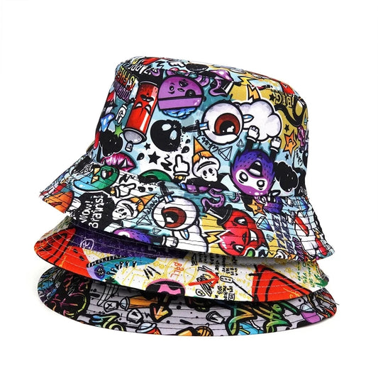Summer Sun Fun, Crazy Cartoon Prints - Reversible Bucket Hats