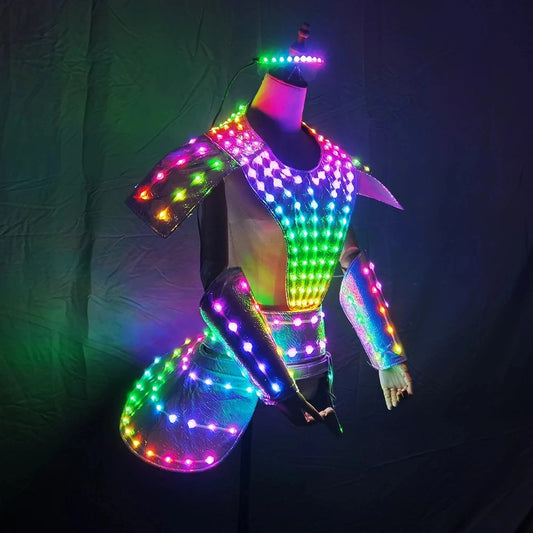 Future Tech LED Dress Coat for Women - DJ Singer Performance Festival - Customizable Colors and Rechargeable Batteries