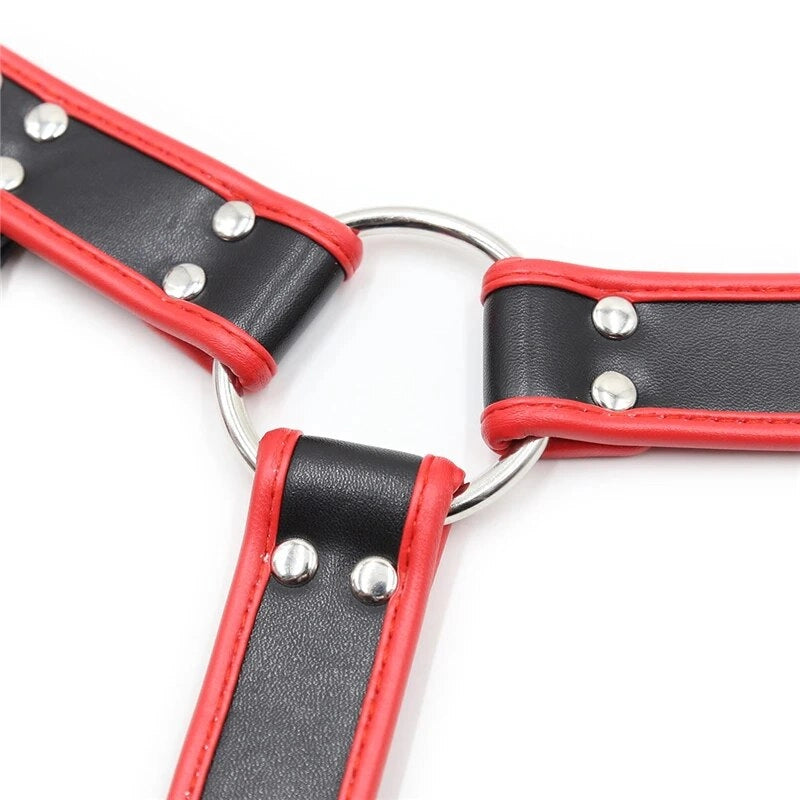 Men's Leather Chest Harness - Adjustable Bondage Cage