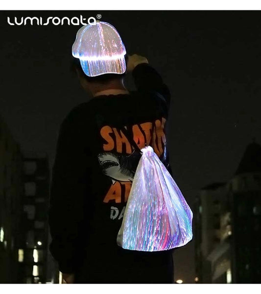 LED Fiber Optic Light Up Drawstring Backpack