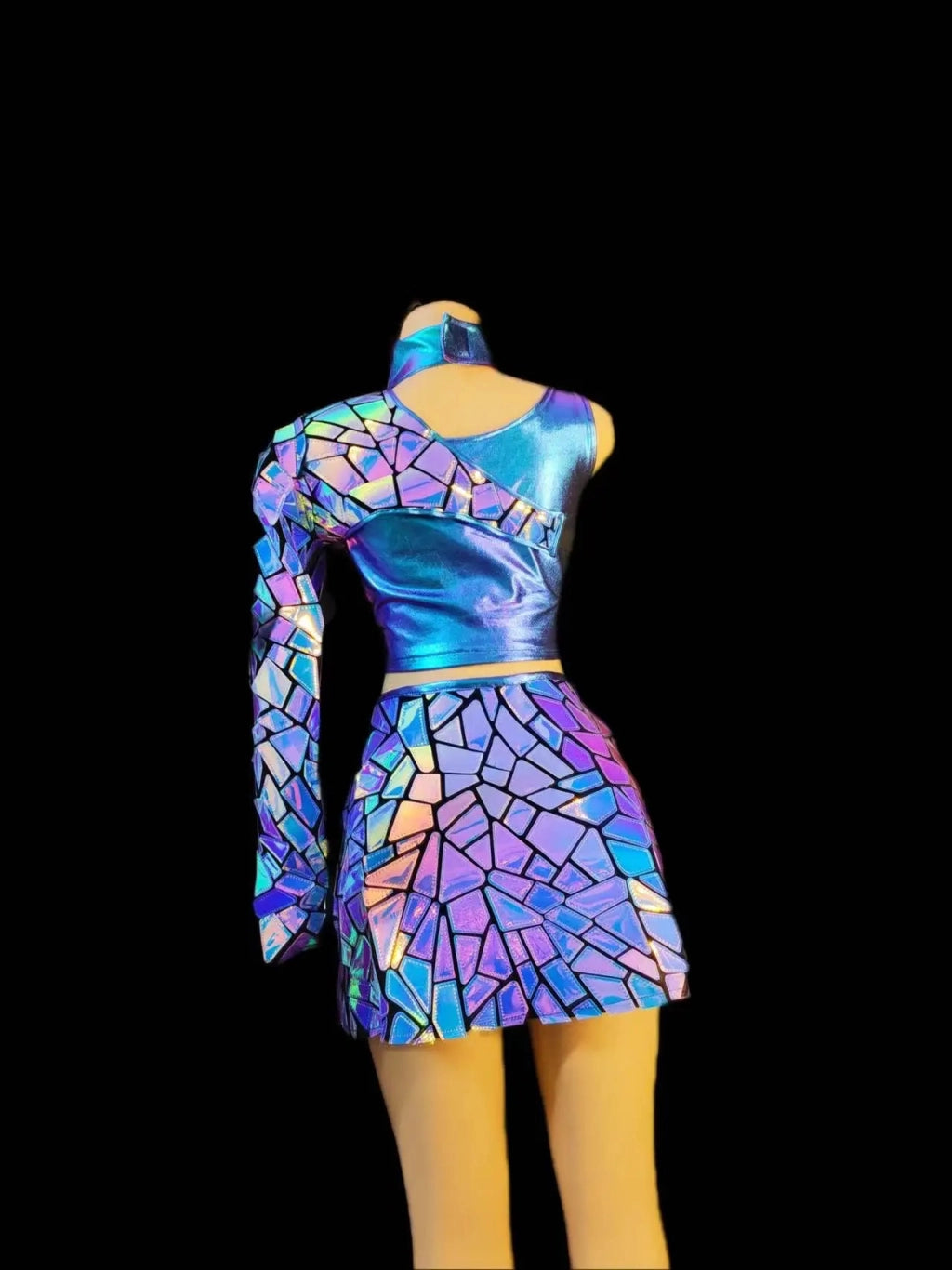 Women's Laser Mirror Shoulder Vest Mini Dress