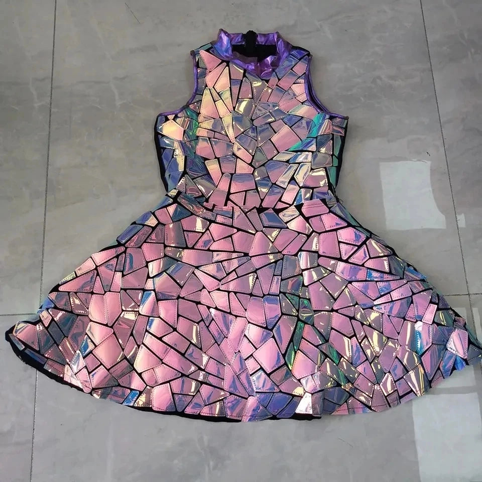 Women's Laser Mirror Rave Mini Dress