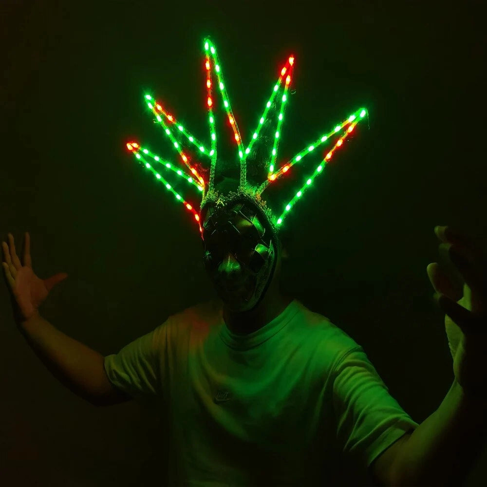 Unique LED Light Up Jester Joker Mask - Headgear