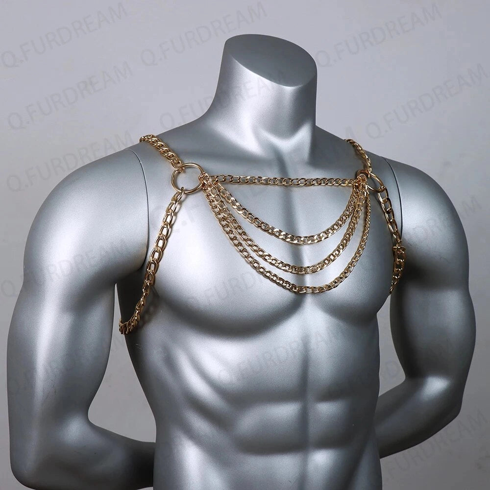 Sexy Handmade Metal Body Harness Chain for Men