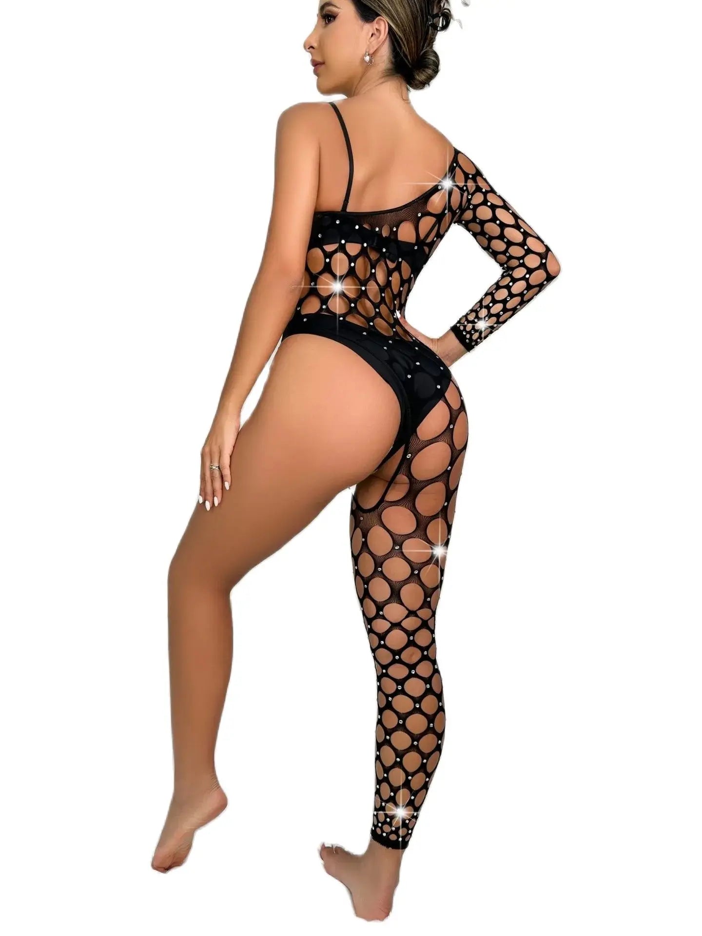 Sexy Rhinestone Fishnet Bodystocking: Perfect for Pole Dancing, Rave, Festival, and Nightlife!