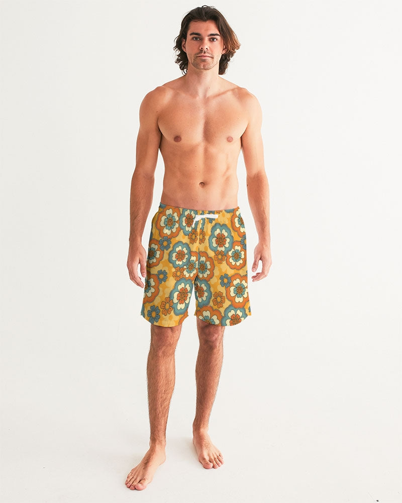 Men's Classic Fit Groovy Print Swim Trunks