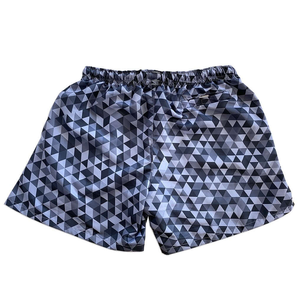 Eco-Beachwear Geometrical Gray Sustainable Swim Trunks