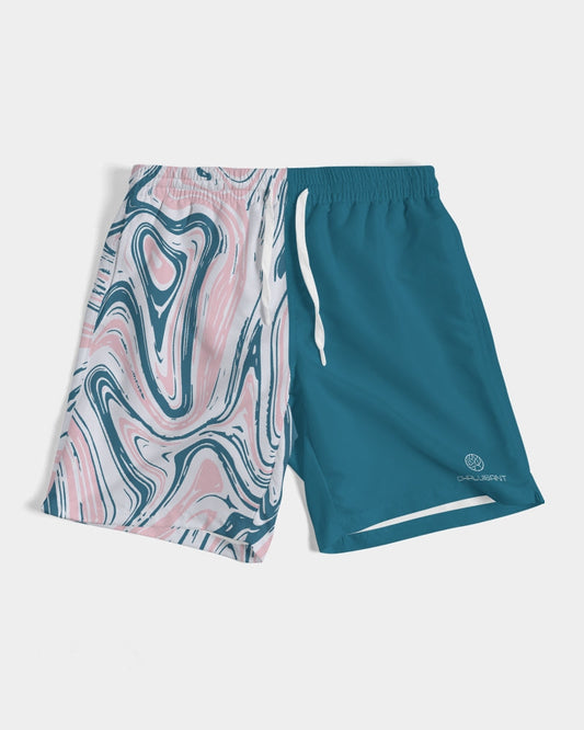 Men's Marble Color Block Graphic Classic Fit Board Shorts