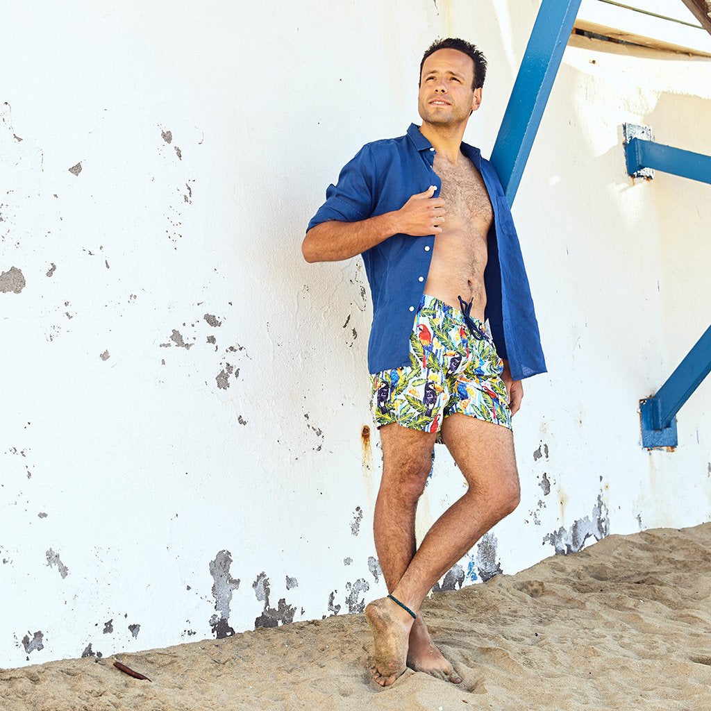Eco-Beachwear Classic Tropical Style Sustainable Swim Trunks