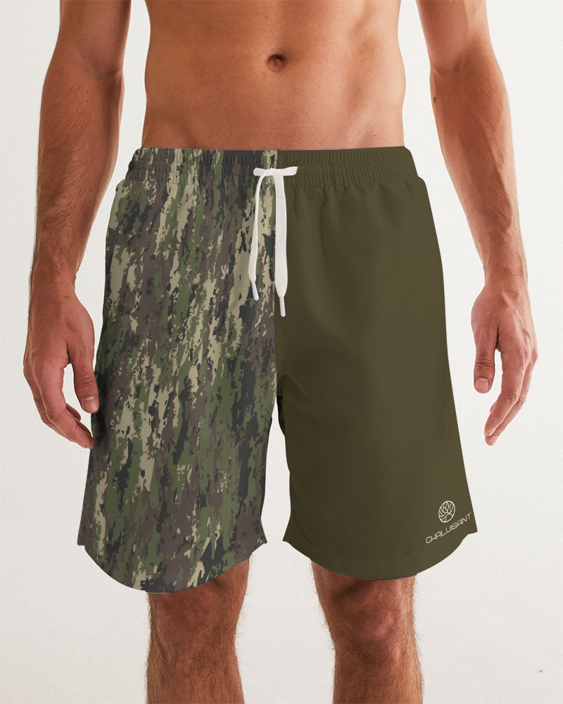 USA made camo block print men's board shorts