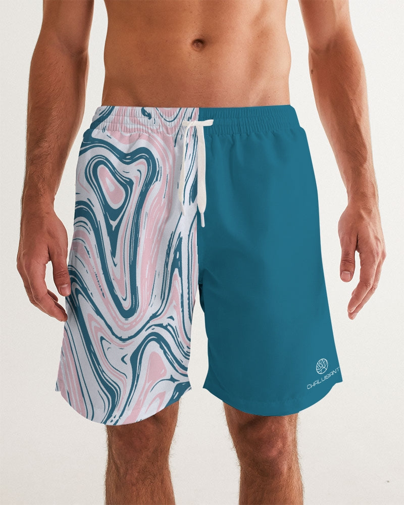 Men's Marble Color Block Graphic Classic Fit Board Shorts